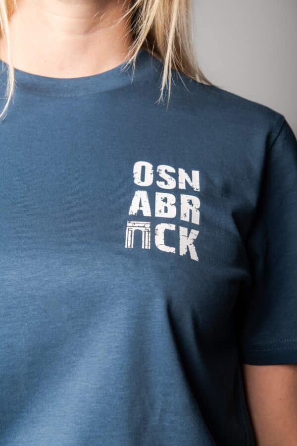 osnabrück t-shirt hafenblau osnamerch siebdruck detail