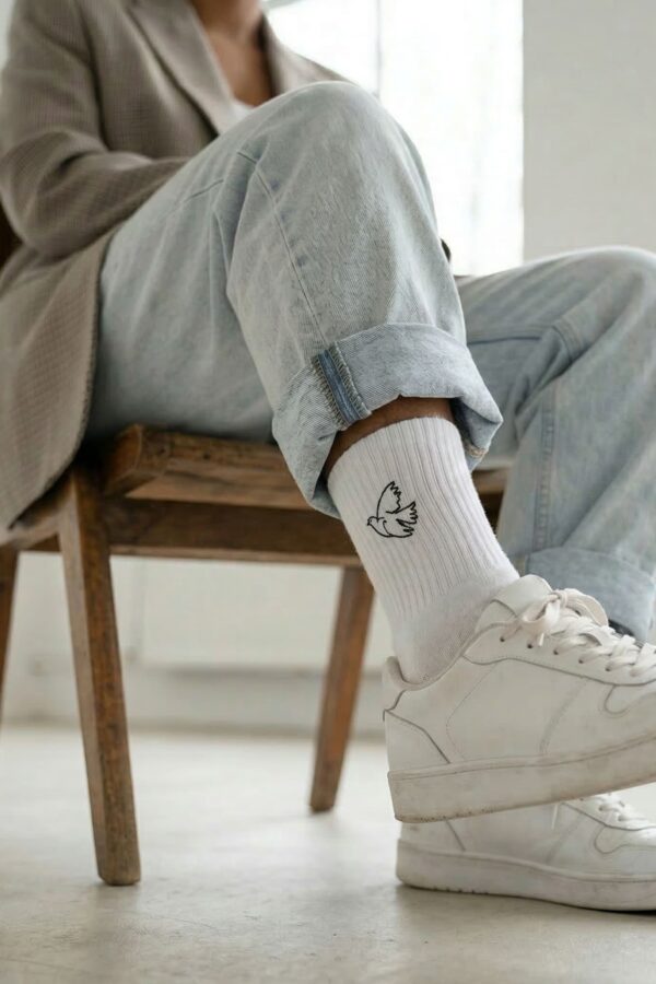 OSM x Mika OSNAsocks weiß mit tauben-stick